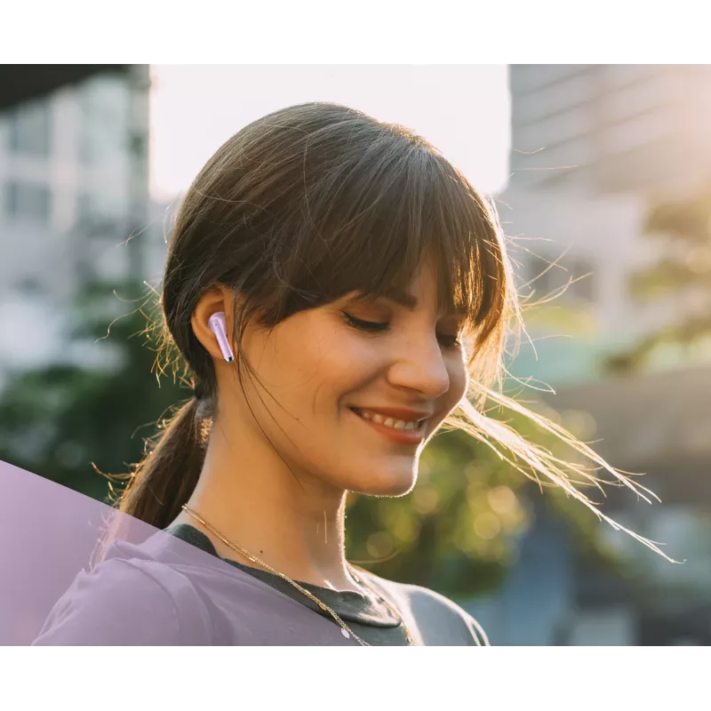 Music Sound Breeze kapsulas stila Bluetooth austiņas ar krāsainu maciņu
