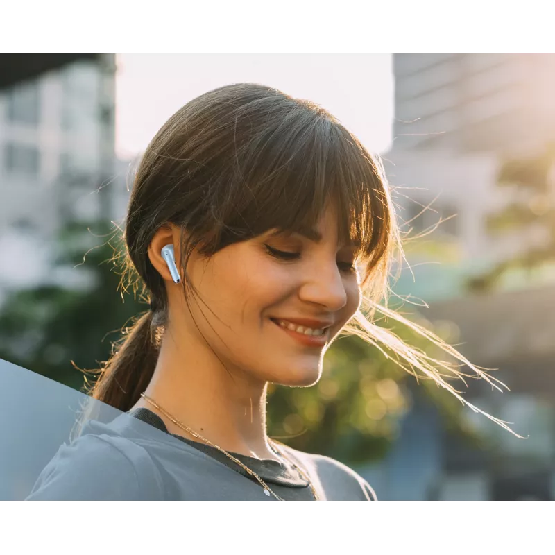 Music Sound Breeze kapsulas stila Bluetooth austiņas ar krāsainu maciņu