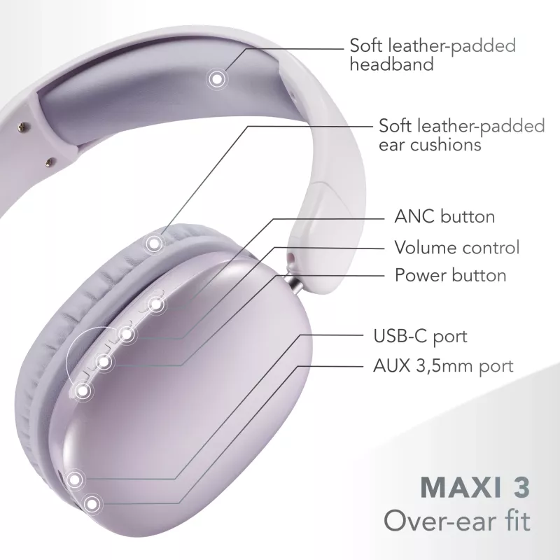 Music Sound MAXI3 MAXI3 bezvadu austiņas ar aktīvo trokšņu slāpēšanu