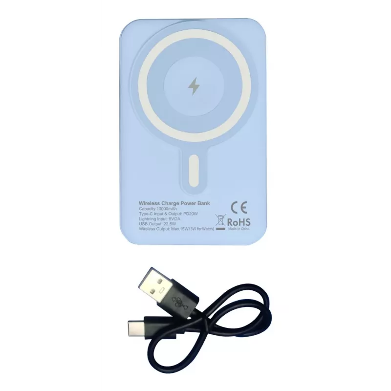 Techly I-CHARGE-10LCDBL ārējais akumulators litija polimēru (LiPo) 10000 mAh bezvadu uzlāde zila