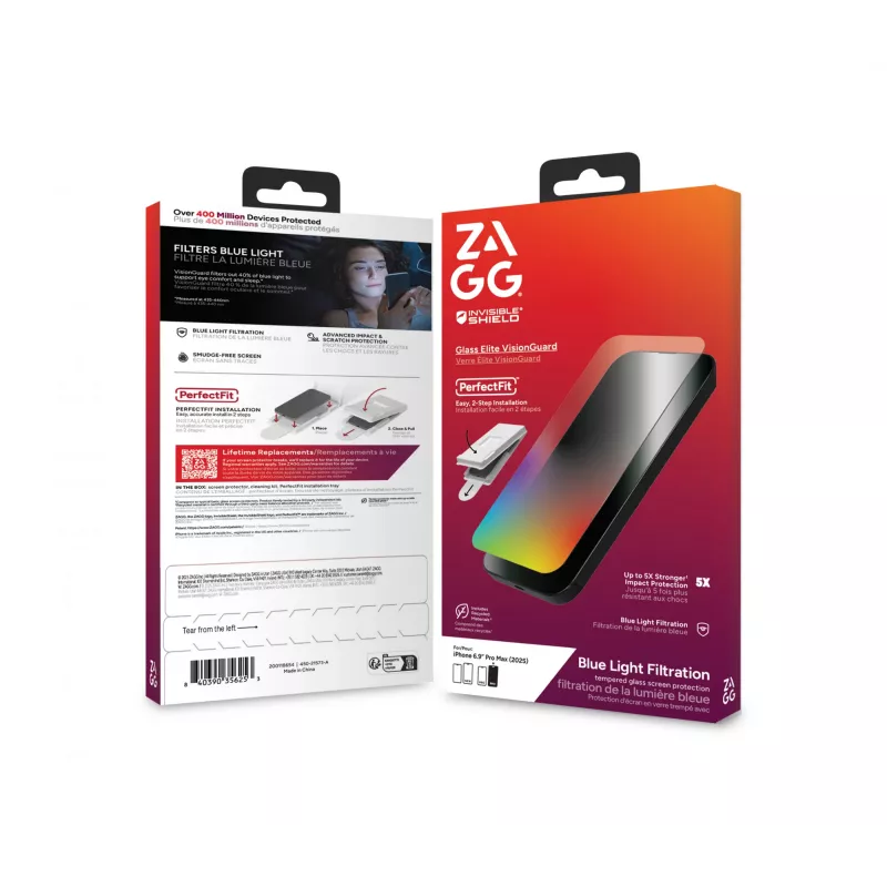 InvisibleShield Glass Elite VG Rūdītā stikla ekrāna aizsargs priekš Apple iPhone 17 Pro Max