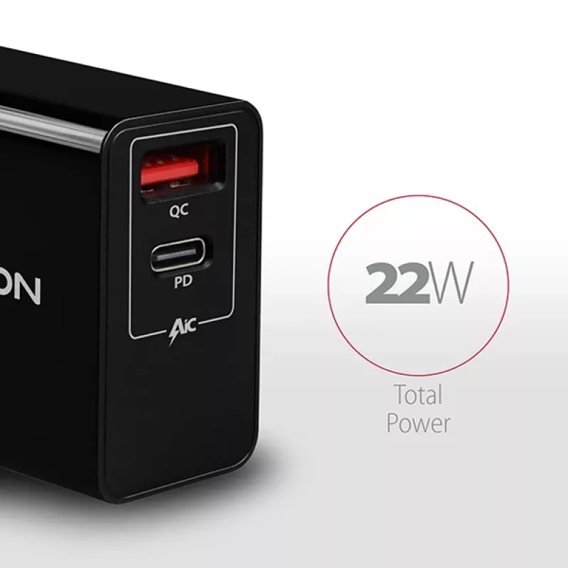 Axagon ACU-PQ22 mobilās ierīces lādētājs Mobilais tālrunis, Ārējais akumulators, Viedtālrunis, Viedpulkstenis, Planšetdators, Universāls Melns AC Ātrā uzlāde Iekštelpām