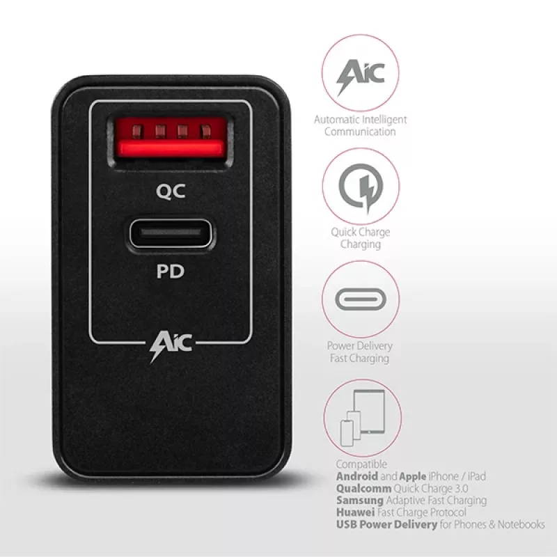 Axagon ACU-PQ22 mobilās ierīces lādētājs Mobilais tālrunis, Ārējais akumulators, Viedtālrunis, Viedpulkstenis, Planšetdators, Universāls Melns AC Ātrā uzlāde Iekštelpām