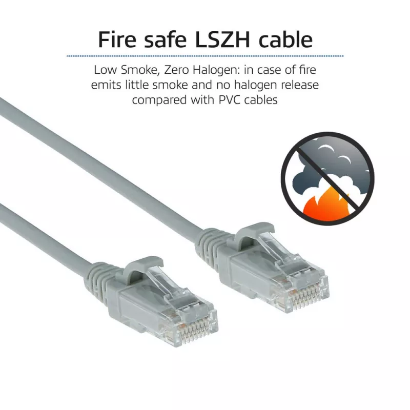 ACT pelēks 0,15 metru LSZH U/UTP CAT6 datu centra plānā ielāpu vads bez aizķeršanās ar RJ45 savienotājiem