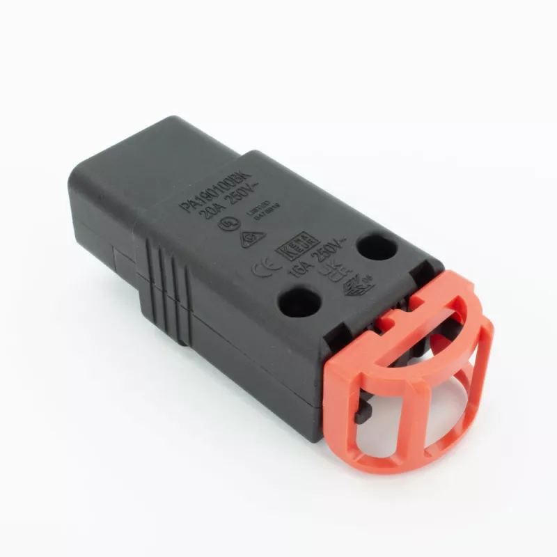 ACT C19 IEC Lock+ pārveidojams savienotājs, melns, PA190100BK, C19, taisns, sievišķais, 250 V, 16 A, melns, sarkans