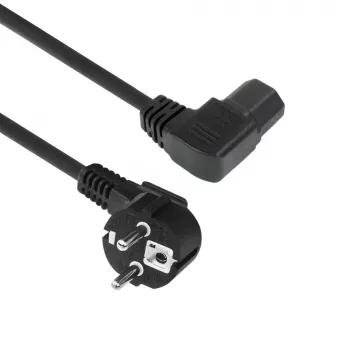 ACT Powercord strāvas savienotājs CEE7/7 vīrišķais (leņķveida) - C15 (leņķveida pa kreisi) IEC60320 melns 2 m