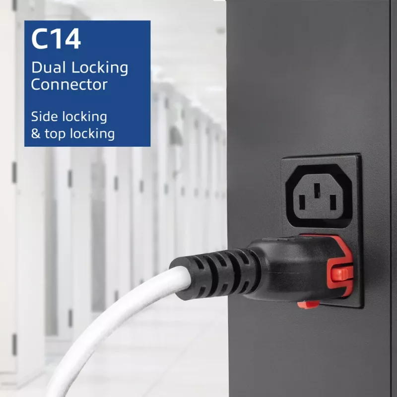 ACT Powercord C14 IEC Lock+ Dual Locking - C15 IEC Lock+ balts 2 m, PC3875