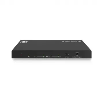 ACT 4K HDMI sadalītājs, 1 ieeja 4 izejas, EDID atbalsts, HDMI, 4x HDMI, 3840 x 2160 pikseļi, Melns, 4K Ultra HD, 10,2 Gbit/s