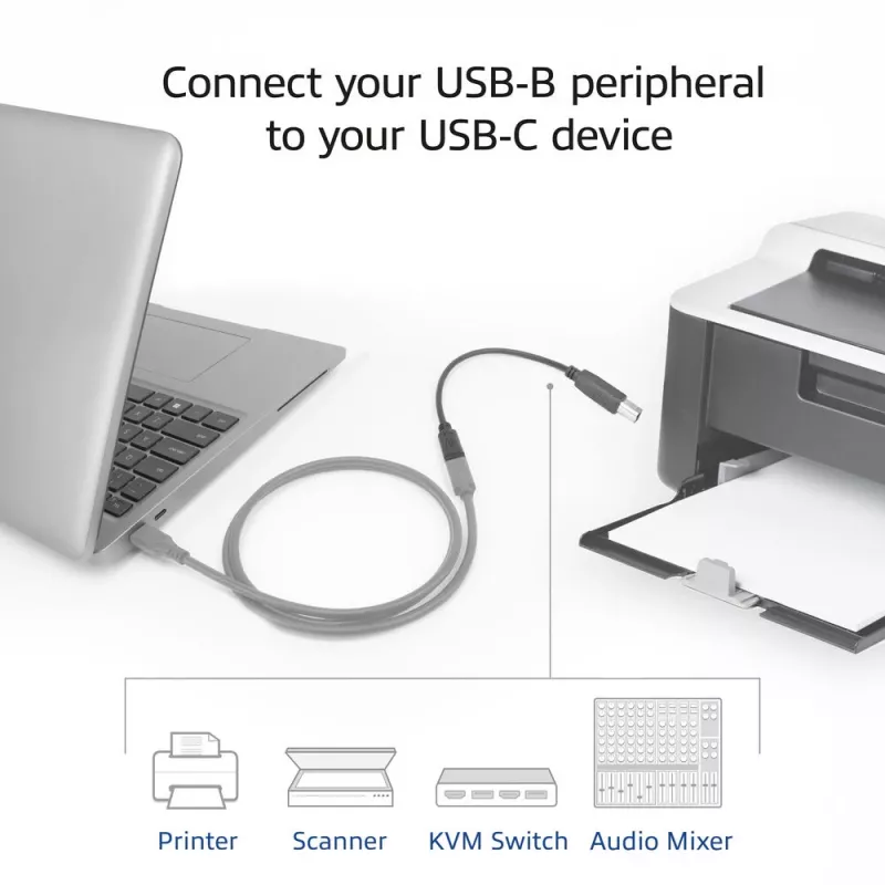 ACT USB Type-C sievišķā spraudne uz USB-B 2.0 printera adaptera kabelis 0,2 m