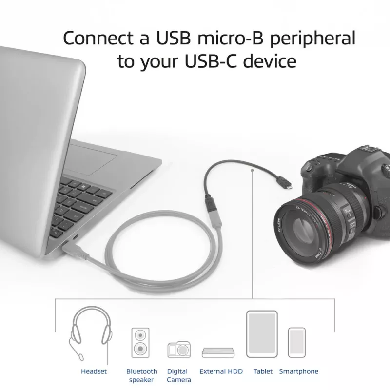 ACT USB Type-C ligzda uz USB micro B 2.0 spraudnis adaptera kabelis 0,2 m