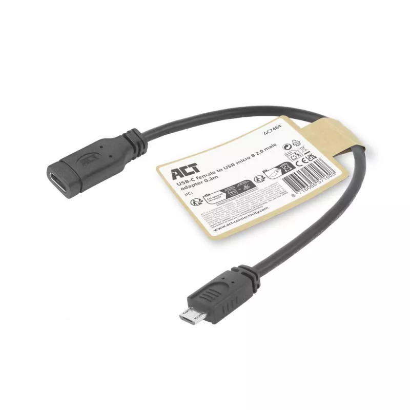 ACT USB Type-C ligzda uz USB micro B 2.0 spraudnis adaptera kabelis 0,2 m