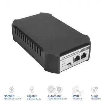 ACT PoE ievadītājs 95W IEEE 802.3bt, Gigabit Ethernet, 1000 Mbit/s, 10/100/1000, PoE++ (4PPoE), IEEE 802.3af, IEEE 802.3at, IEEE 802.3bt, Cat6a