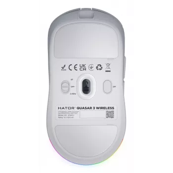 HATOR Quasar 3 Wireless pele Spēlēm Piemērota abām rokām RF Bezvadu + Bluetooth + USB Type-A Optisks 12000 DPI