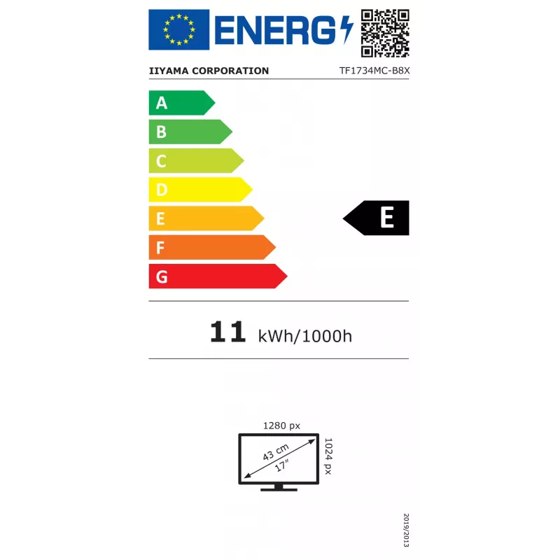 iiyama ProLite TF1734MC-B8X 17 inch SXGA atvērtā rāmja skārienmonitors