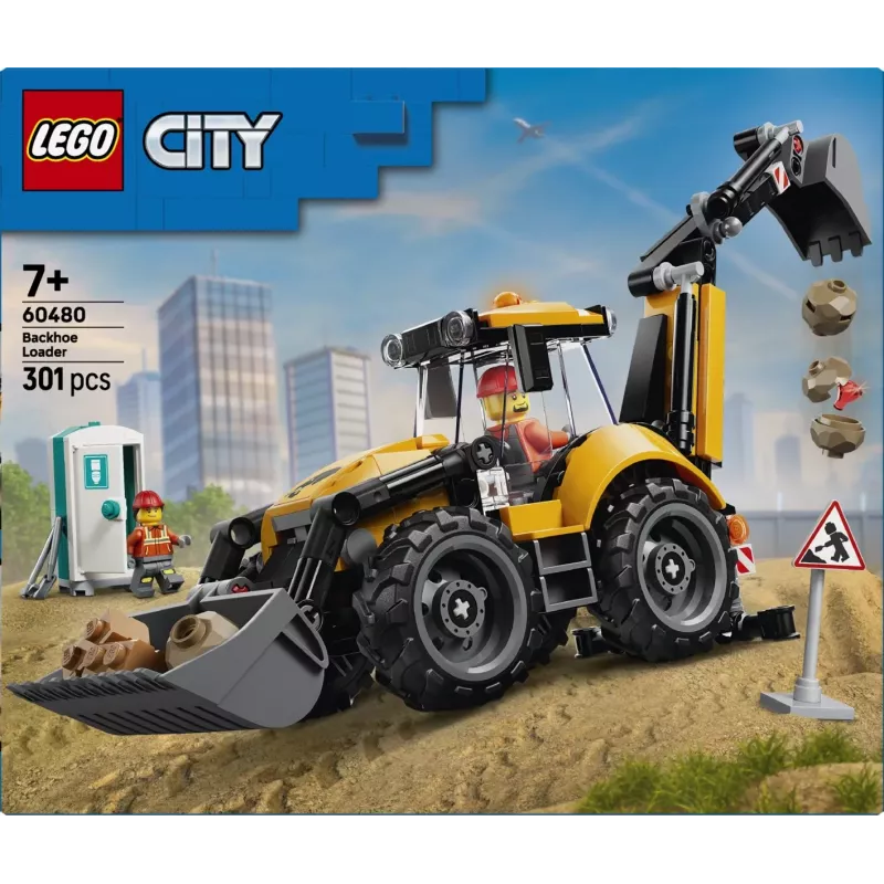 LEGO City 60480 Dzeltenais ekskavators-iekrāvējs (301 gab.)