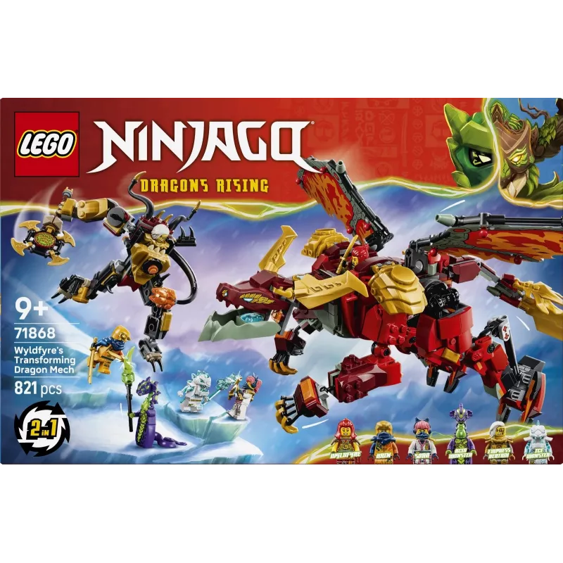 LEGO NINJAGO 71868 Wyldfyre transformējošais pūķa robots (821 gab.)
