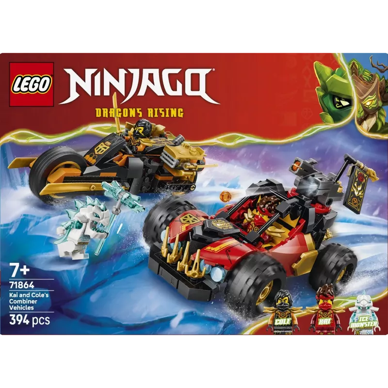 LEGO NINJAGO 71864 Kai un Cole apvienojamie transportlīdzekļi (394 gab.)