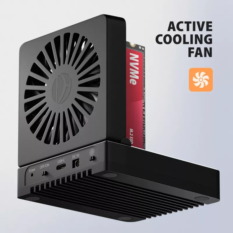 AXAGON ADSA-M2C44 USB4 40Gbps 4-Bay M.2 NVMe SSD Docking Station ar bezsaistes klonēšanas funkciju, alumīnijs, aktīvā dzesēšana
