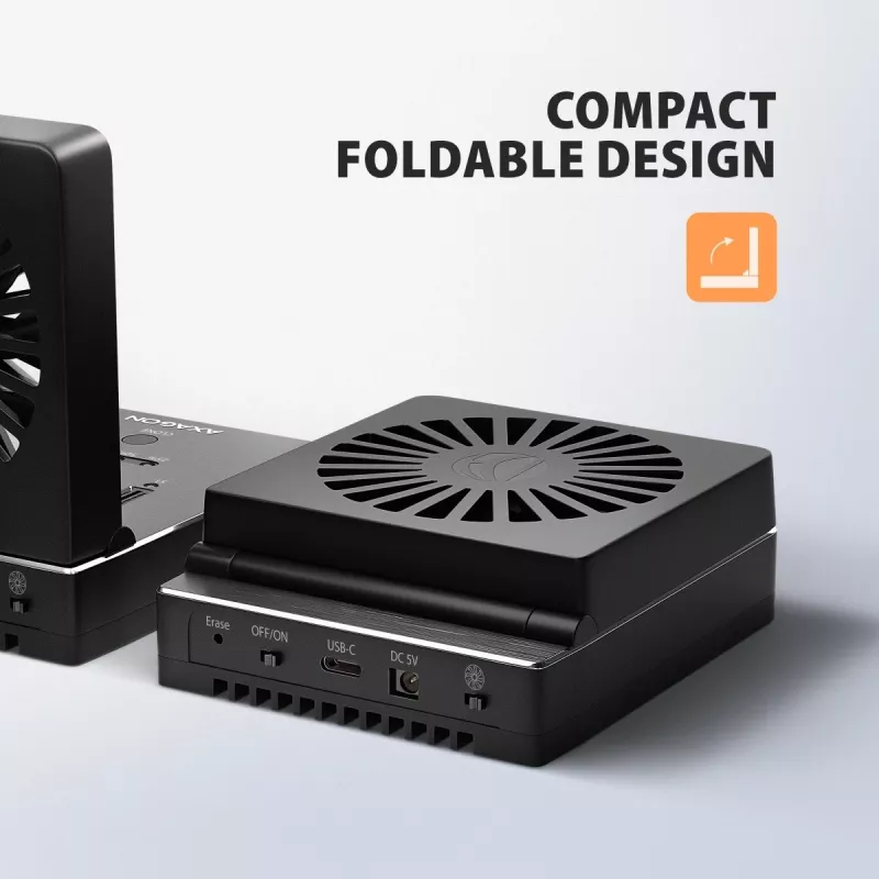 AXAGON ADSA-M2C44 USB4 40Gbps 4-Bay M.2 NVMe SSD Docking Station ar bezsaistes klonēšanas funkciju, alumīnijs, aktīvā dzesēšana
