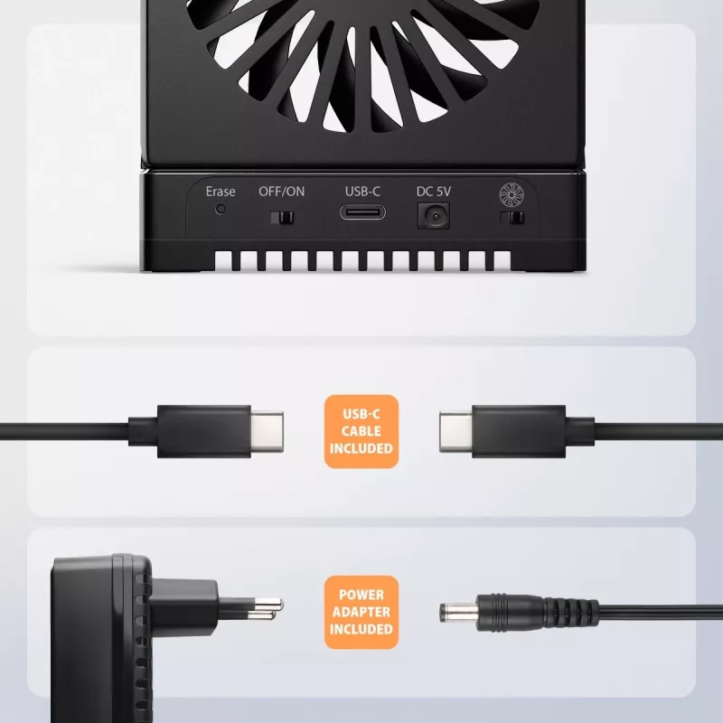 AXAGON ADSA-M2C44 USB4 40Gbps 4-Bay M.2 NVMe SSD Docking Station ar bezsaistes klonēšanas funkciju, alumīnijs, aktīvā dzesēšana