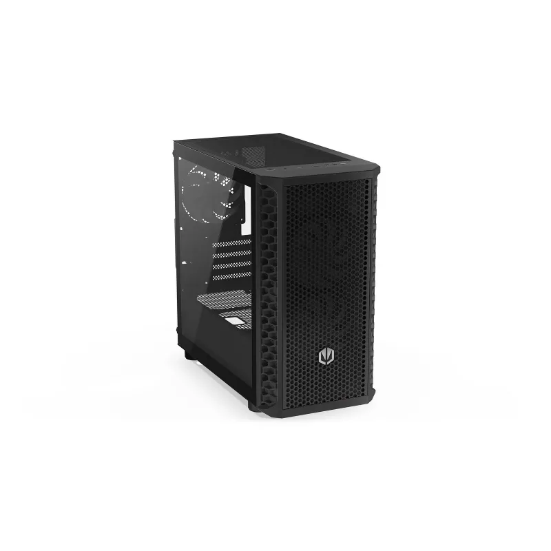 PC korpuss Endorfy Signum M30 ARGB — Micro Tower mATX, sieta priekšpuse, 3x 120 mm ARGB ventilatori, rūdīts stikls, USB-C 20 Gb/s