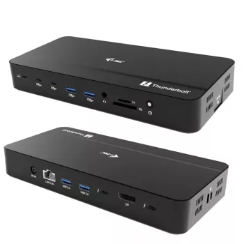 i-tec TB5 Triple Display Docking Station, 2x Thunderbolt 5, DP 2.1, 6x USB, M.2 NVMe slots, 2.5G LAN, SD/microSD, Audio, PD 140W