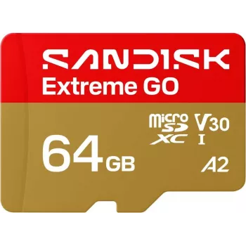 SanDisk Extreme microSDXC UHS-I 64GB atmiņas karte ar SD adapteri (170MB/s, A2, V30, U3, Class 10)