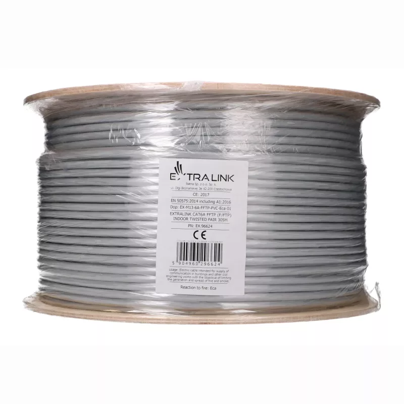 Extralink CAT6A F/FTP iekštelpu vītā pāra instalācijas kabelis 305 m EX.96624