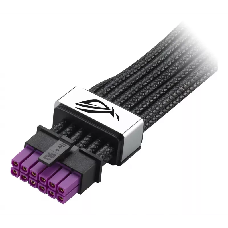 ASUS ROG Equalizer 12V-2x6 PCIe 5.1 / ATX 3.1 GPU barošanas kabelis, 0,75 m, 16 AWG, melns (90YE00BN-B0QA00)