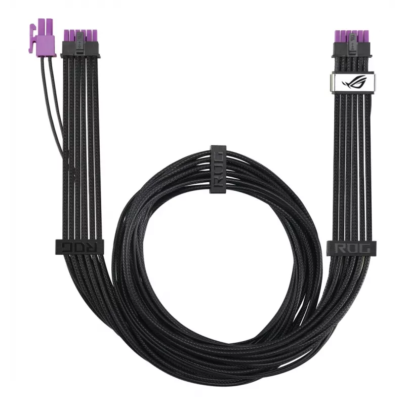 ASUS ROG Equalizer 12V-2x6 PCIe 5.1 / ATX 3.1 GPU barošanas kabelis, 0,75 m, 16 AWG, melns (90YE00BN-B0QA00)