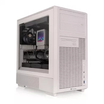Thermaltake Retro 260 TG Beige — Micro-ATX datora korpuss, rūdīts stikls, 2x 120mm ventilatori, USB-C, 280mm radiators / 370mm GPU atbalsts