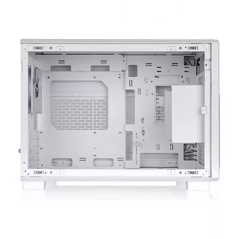 Thermaltake TR200 WS Snow White — Micro-ATX PC korpuss, siets ar īstu koka priekšējo apdari, 1x 120mm ventilators, USB-C, 360mm radiators / 365mm GPU atbalsts