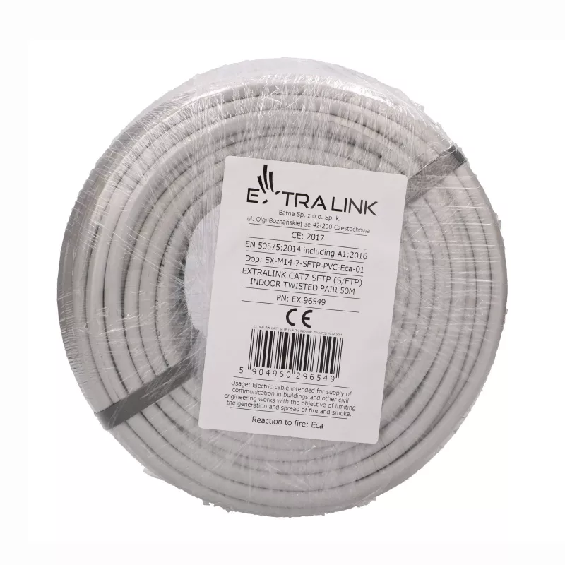 Extralink CAT7 S/FTP iekštelpu vītā pāra instalācijas kabelis 50 m EX.96549