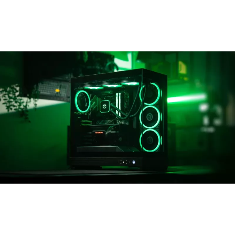 ENDORFY Fishtank 6000 Flex Mid-Tower PC korpuss - Melns, dubultrūdīts stikls, USB-C, E-ATX, Back-Connect Ready (bez ventilatoriem)