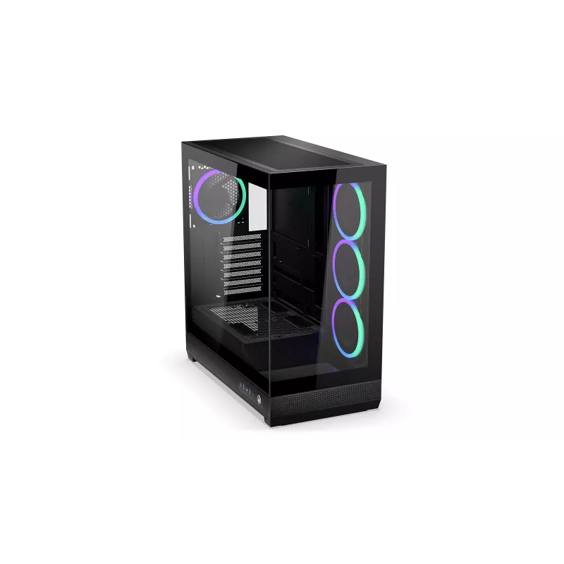 ENDORFY Fishtank 6000 Flex Mid-Tower PC korpuss - Melns, dubultrūdīts stikls, USB-C, E-ATX, Back-Connect Ready (bez ventilatoriem)