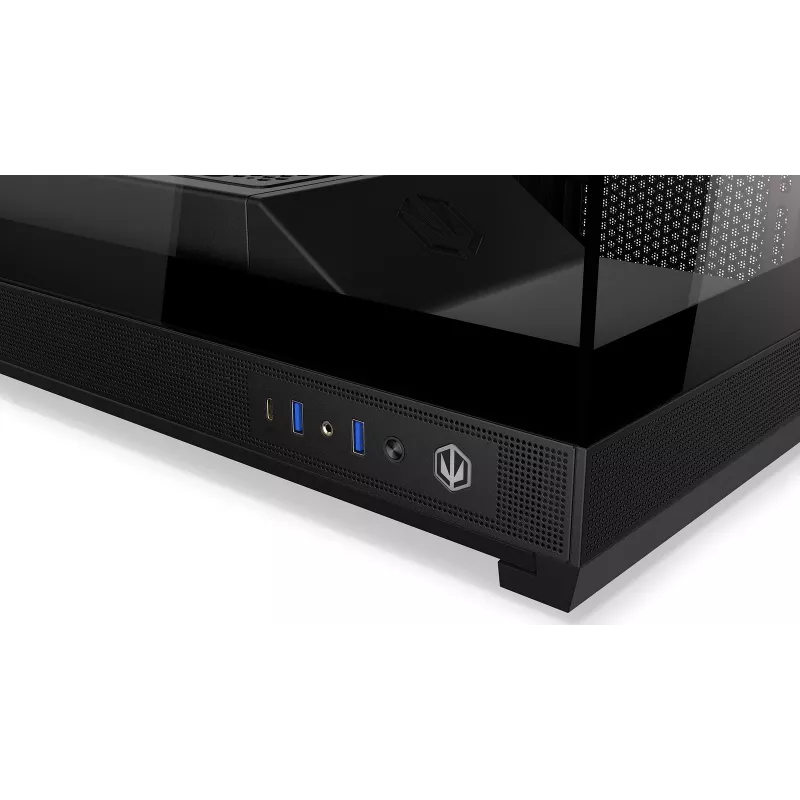 ENDORFY Fishtank 6000 Flex Mid-Tower PC korpuss - Melns, dubultrūdīts stikls, USB-C, E-ATX, Back-Connect Ready (bez ventilatoriem)