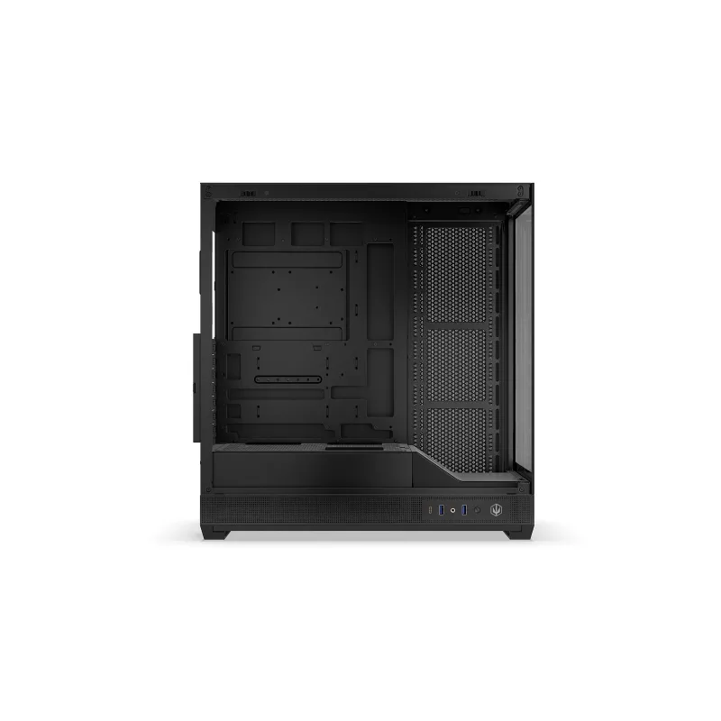 ENDORFY Fishtank 6000 Flex Mid-Tower PC korpuss - Melns, dubultrūdīts stikls, USB-C, E-ATX, Back-Connect Ready (bez ventilatoriem)