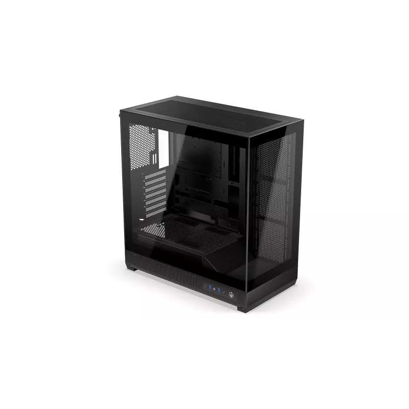 ENDORFY Fishtank 6000 Flex Mid-Tower PC korpuss - Melns, dubultrūdīts stikls, USB-C, E-ATX, Back-Connect Ready (bez ventilatoriem)