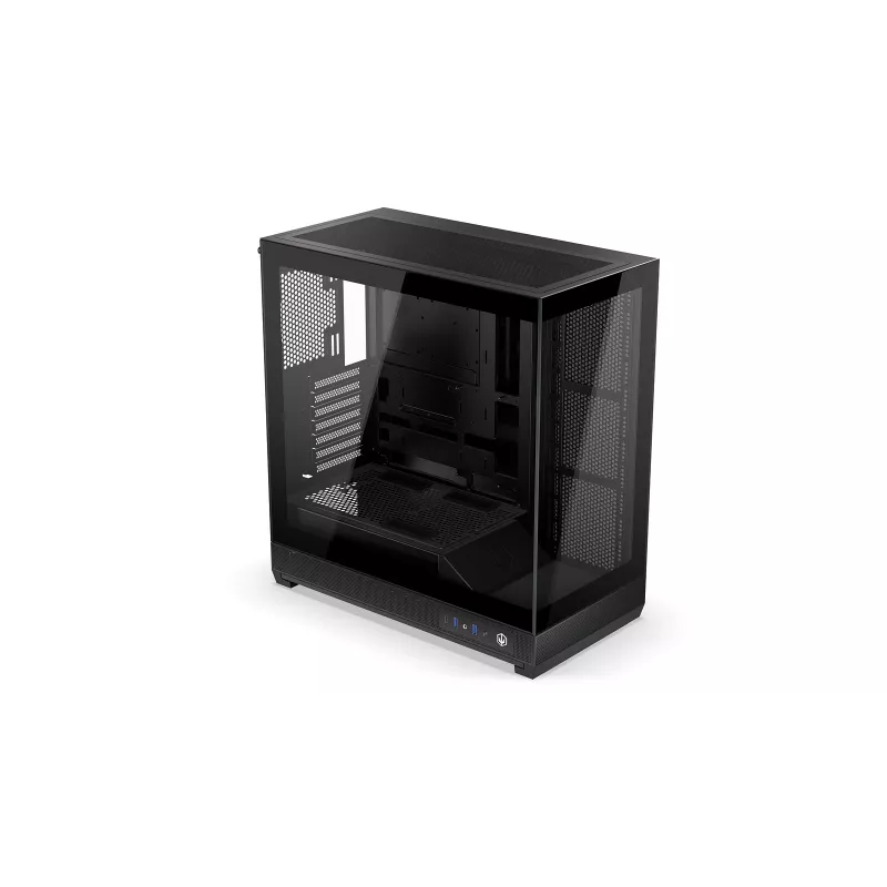 ENDORFY Fishtank 6000 Flex Mid-Tower PC korpuss - Melns, dubultrūdīts stikls, USB-C, E-ATX, Back-Connect Ready (bez ventilatoriem)