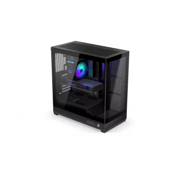 ENDORFY Fishtank 6000 Flex Mid-Tower PC korpuss - Melns, dubultrūdīts stikls, USB-C, E-ATX, Back-Connect Ready (bez ventilatoriem)