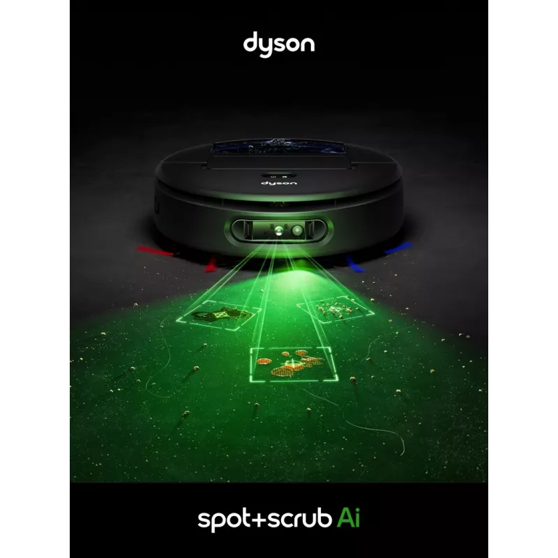 Dyson Spot+Scrub Ai Slapjās un Sausās Tīrīšanas Robots Putekļsūcējs 586183-01 Melns