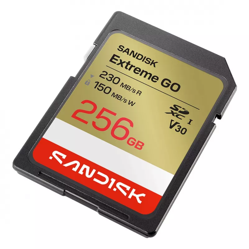 SanDisk Extreme GO SD UHS-I 256GB atmiņas karte, 230MB/s lasīšana / 150MB/s rakstīšana, V30 U3 4K UHD