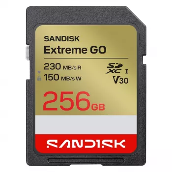 SanDisk Extreme GO SD UHS-I 256GB atmiņas karte, 230MB/s lasīšana / 150MB/s rakstīšana, V30 U3 4K UHD
