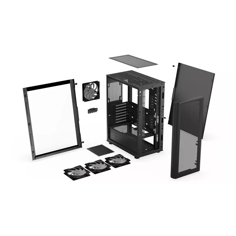 ENDORFY Ventum 400 ARGB ATX PC Case - Black, Tempered Glass, 4x Stratus 120 PWM ARGB Fans, ARGB & PWM Controller, USB-C