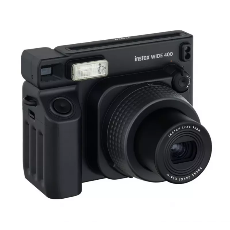 FUJIFILM instax WIDE 400 Momentāno fotogrāfiju kamera — plata formāta 62×99 mm izdrukas, iebūvēta zibspuldze, melna, 16975362