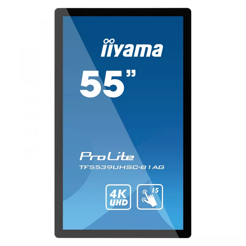 Iiyama ProLite TF5539UHSC-B1AG 55 collu 4K UHD PCAP 50-punktu skārienjūtīgs IPS LED monitors melns