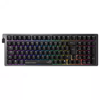ASUS ROG Strix Morph 96 bezvadu spēļu tastatūra, 96% izkārtojums, ROG NX Snow slēdži, karsti nomaināmi, trīs režīmu savienojamība, melna