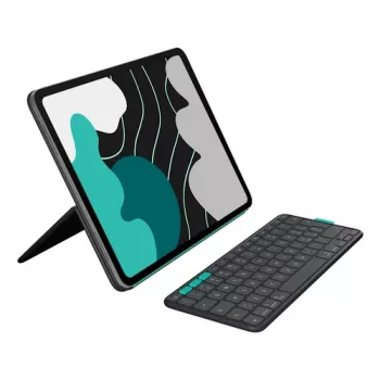 Logitech Flip Folio Graphite tastatūras maciņš iPad Pro 12,9 collu (3., 4., 5. paaudze) un iPad Air 13 collu (M2, M3) - Šveices QWERTZ izkārtojums