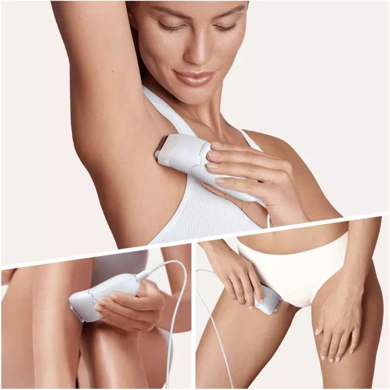 Braun Silk-épil 5 5-825 Power Epilators, Balts/Rozā, 28 pincetes, MicroGrip, vads