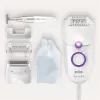 Braun Silk-épil 5 5-825 Power Epilators, Balts/Rozā, 28 pincetes, MicroGrip, vads